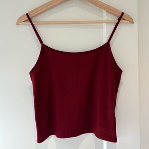 american eagle ribbed spaghetti strap burgundy tank top size medium